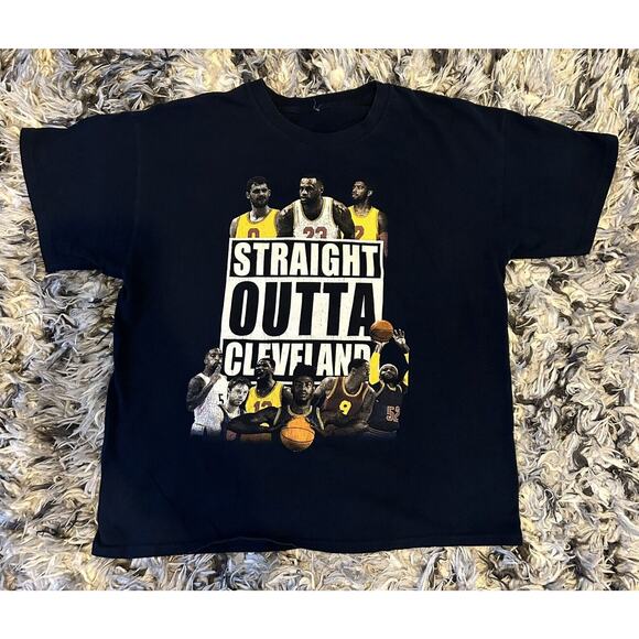 Lebron James Straight Outta Cleveland NBA Champions Rap Tee Style T Shirt Size M - Picture 1 of 8